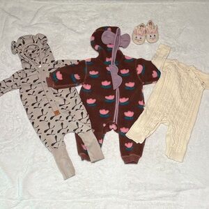 4-Piece Baby Cozy Romper Bundle | Fleece & Knit Winter Outfits